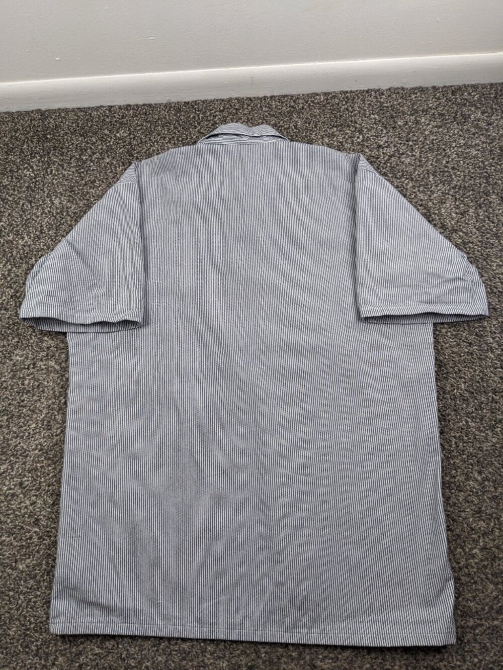 Vintage Ben Davis Shirt Mens Small Blue White 1/4 Zip Collared Work Made in USA - Picture 6 of 9